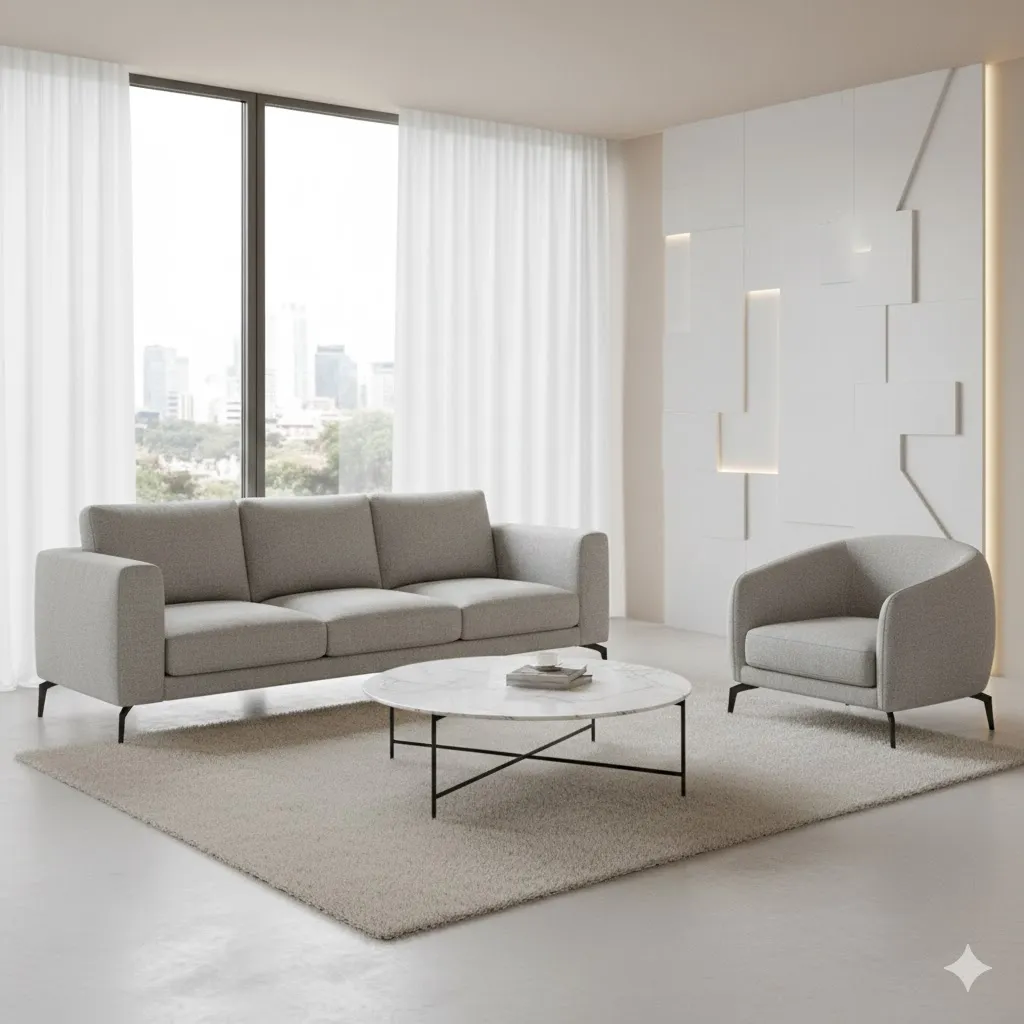 Lavida Fabric sofa set 3+1. Soft Suede Fabric