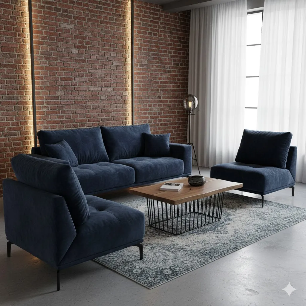 Royalty fabric sofa set 3+1+1 along with 2 pillows.