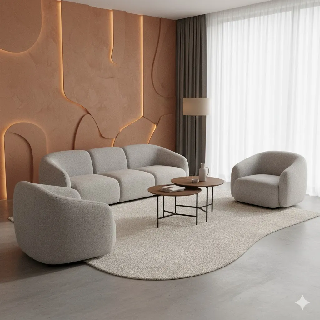 Miracle Fabric Liv pattern Sofa set 3+1+1. Soft suede fabric.